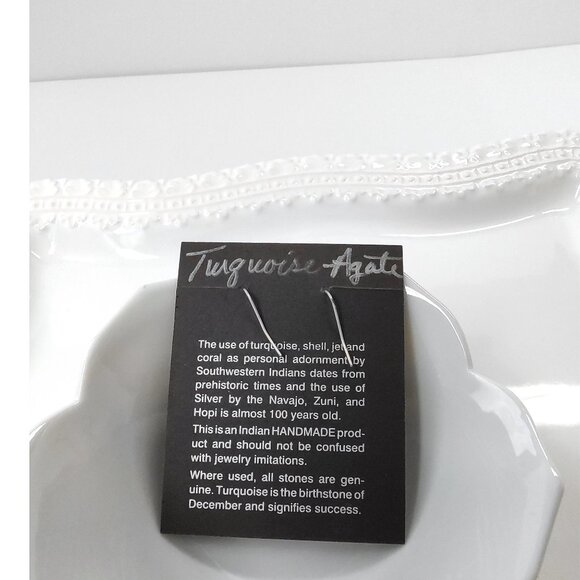 Native American Turquoise Agate Beaded Earrings Dangle Sterling Silver Stone 2" - Picture 5 of 9